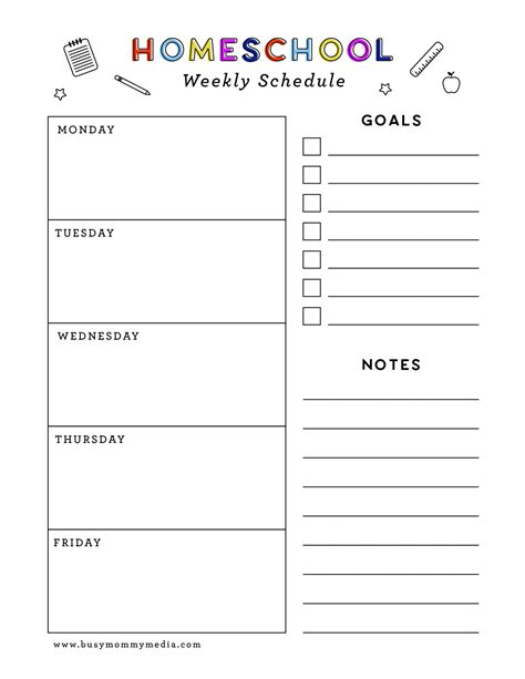 Free Printable Homeschool Weekly Schedule Printable Templates