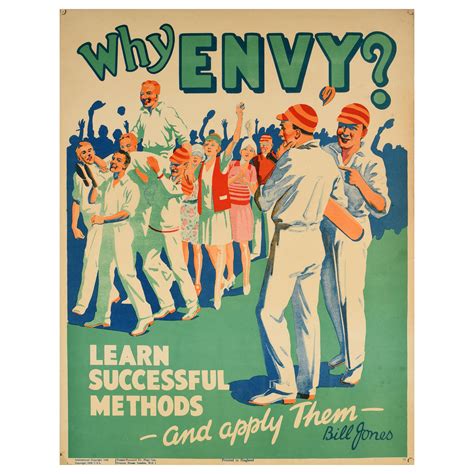 Original Vintage Work Motivation Poster Why Envy Bill Jones Cricket