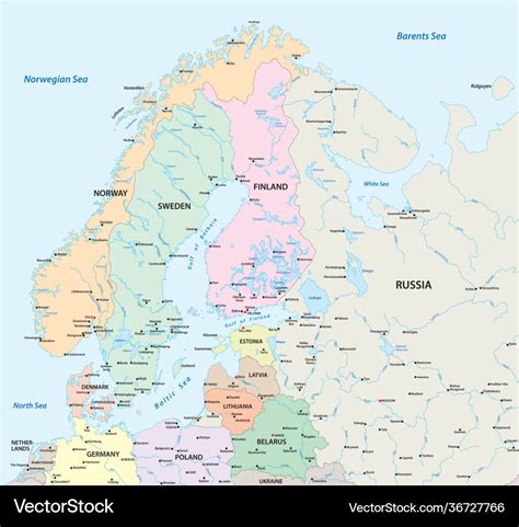 Northern Europe Map Royalty Free Vector Image Vectorstock