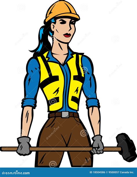 Female Construction Worker Cartoon