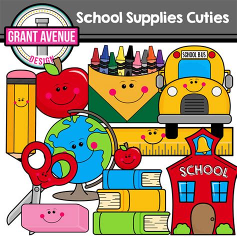 Grant Avenue Design Cute School Supplies Clipart Wikiclipart