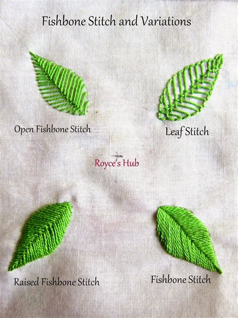 Embroidery Stitches For Leaves Fishbone Stitch And Variations 2 Artofit