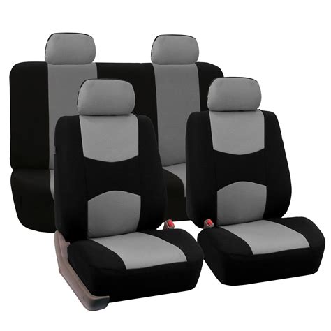fh group cloth car seat covers universal fit solid back seat cover full set gray fb050114gray