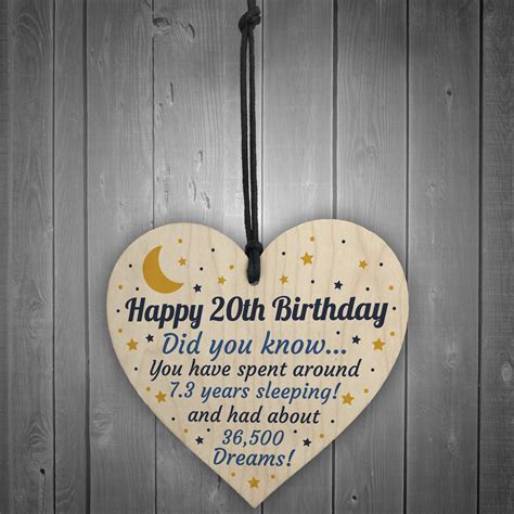 20th Birthday Card For Daughter Son Wood Heart Novelty 20th T