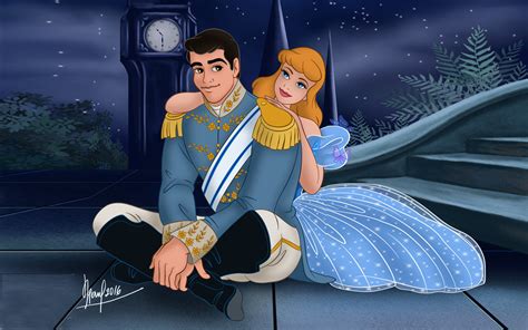 Cinderella And Prince Charming Romantic Evening Love Couple Wallpaper