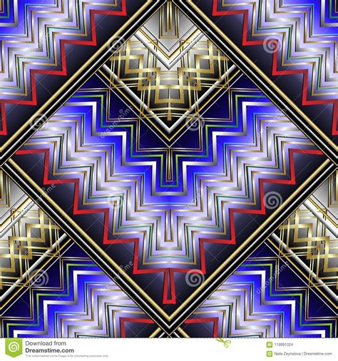 Zigzag Striped 3d Seamless Pattern. Stock Vector - Illustration of geometric, rhombus: 119991024
