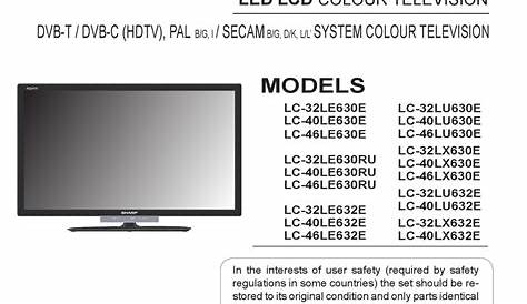 SHARP LC-32LE630E SERVICE MANUAL Pdf Download | ManualsLib