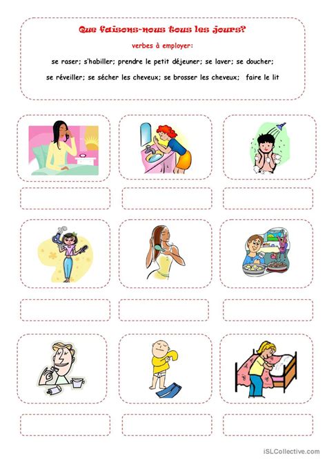 La Routine Quotidienne English Esl Worksheets Pdf And Doc