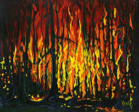 Forest Fire Painting By Stan Kwong Fine Art America