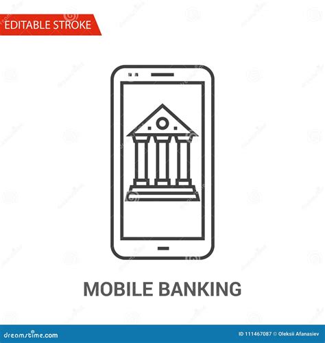 Mobile Banking Icon Thin Line Vector Illustration Stock Vector