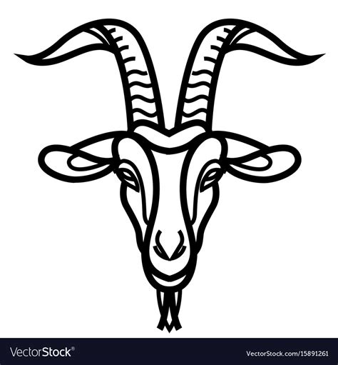 Linear Stylized Drawing Goats Head Royalty Free Vector Image