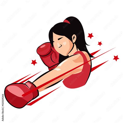Boxing Girl Symbolic Boxing Woman Woman In Boxer Glove Isolated