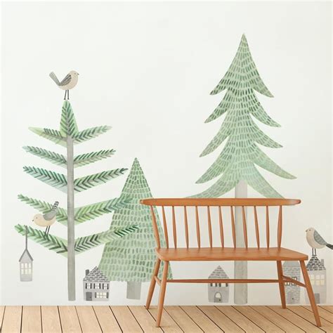 Spruce Forest Kit Large Fabric Wall Decal Evergreen Etsy Fabric Wall
