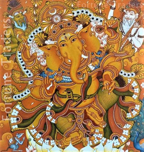 Lord Ganesh Dancing Kerala Mural Painting Artwork Canvas Etsy