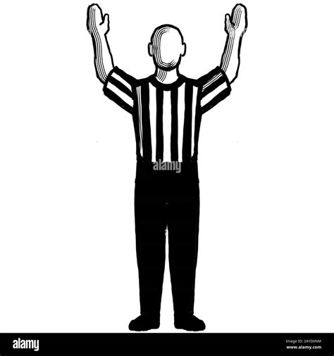 Basketball Referee 3 Point Field Goal Successful Hand Signal Retro