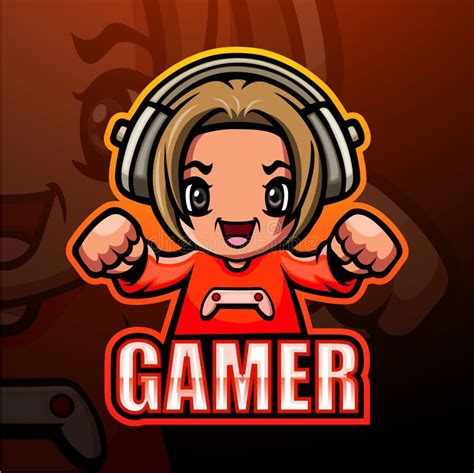 Gamer Girl Mascot Gaming E Sport Logo Template Beautiful Ladies