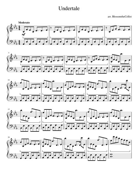 Undertale Main Theme Piano Solo Sheet Music For Piano Solo