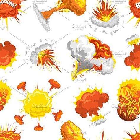 Bomb Explosion Pattern Vector Explosion Drawing Explosion Seamless