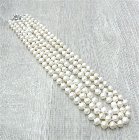 Wedding Jewelry Genuine Pearl Necklace Multi Strand Pearls Etsy