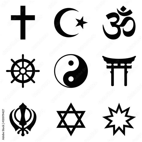 Plakat Symbols Of World Religions Nine Signs Of Major Religious Groups