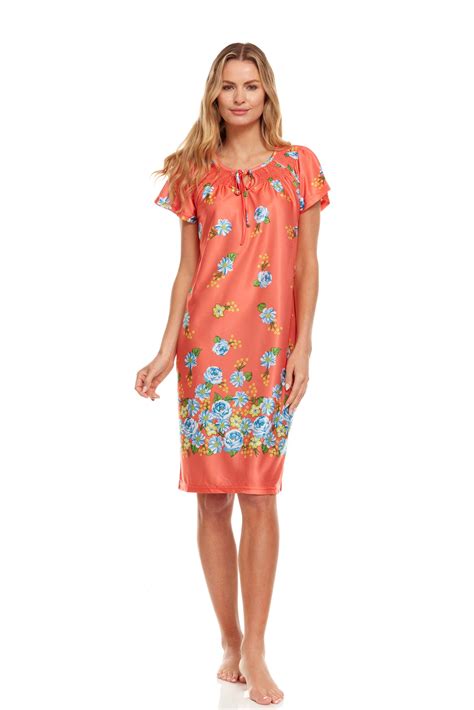 Lati Fashion Women Nightgown Sleepwear Female Sleep Dress Nightshirt Orange 1x