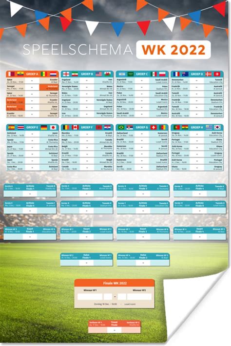 Poster Wk Poster 2022 Speelschema Nederlands Elftal Voetbal
