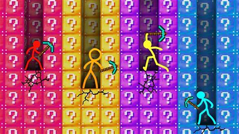 Stickman Vs Minecraft Cartoon Rainbow Lucky Blocks Battle Stick Man