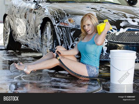 Blonde Model Car Wash Image Photo Free Trial Bigstock