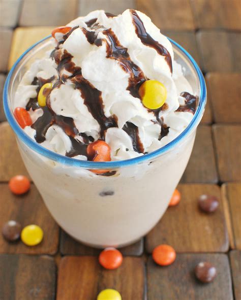 If you don't have a lot of time or patience to create the cups in the reese's peanut butter cups, you can make things a bit easier on your self. Reese's Pieces Milkshake - Fake Ginger