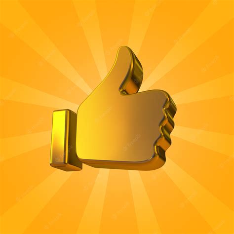 Premium Vector Golden Thumb Up Icon Isolated On Bright Yellow