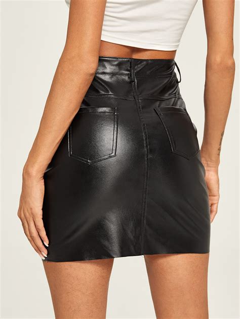 Faux Leather Bodycon Skirt Shein In