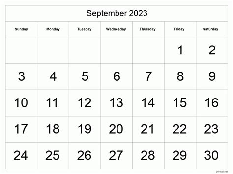Free Printable September 2023 Calendar Printable Blank World