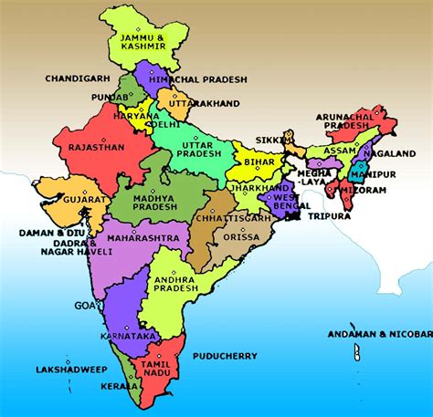 India Map Image With State Name Map Of India Image With State Name