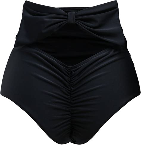 Zohamung Womens High Waisted Bikini Bottoms Retro Brazilian Cheeky Bow Tummy Control2xl Black