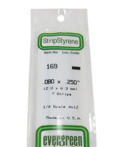 Evergreen Plastic Materials 169 Opaque White Polystyrene Strip 080 X 250 7 Strips Ev169