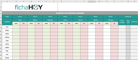 Plantilla Control Horario Trabajadores Plantilla En Excel Y Pdf Hot