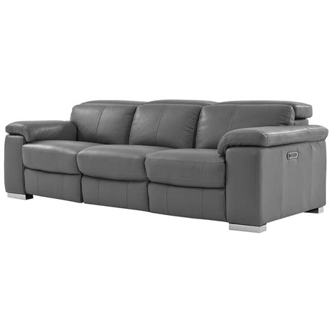 Charlie Gray Leather Power Reclining Sofa El Dorado Furniture