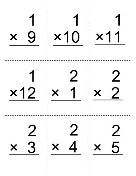 Flash Cards Printable Multiplication