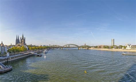 Skyline Of Cologne With River Rhine Stock Image Image Of Rhineland