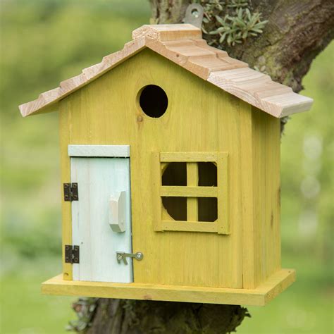 Nest Box Wooden Bird In House Design With Door And Window Colourful