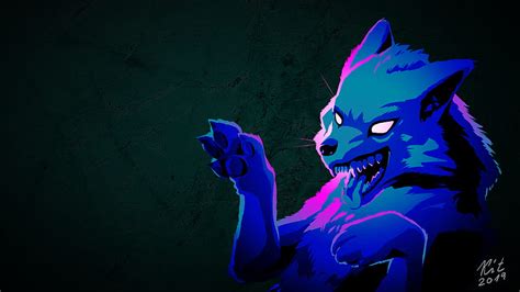 Wolf Neon To Use By Kitaron Fur Affinity Dot Net Neon Blue Wolf