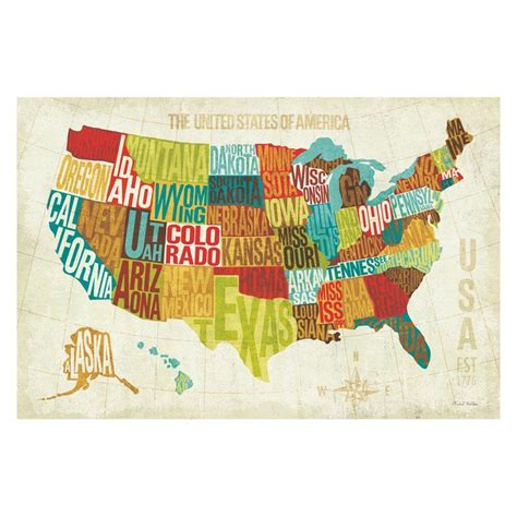 Have To Have It Usa Map Color Canvas Wall Art 36w X 24h In 9999