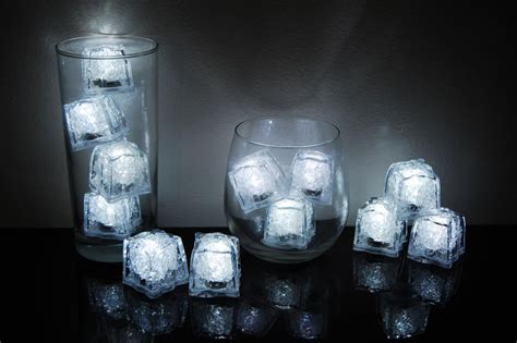 Set Of 12 Litecubes Brand 3 Mode White Light Up Led Ice Cubes