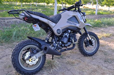 The sweet setup for the honda msx 125 grom for circle combos is the 14/45 combination. Dirt grom build