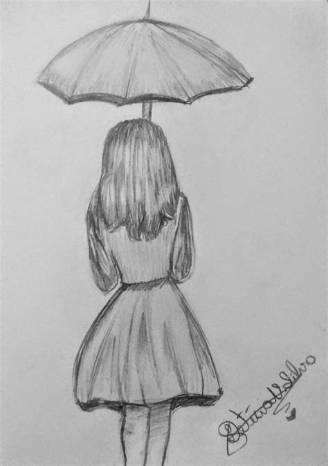 hermoso boceto de chica con sombrilla art sketches doodles art sketches pencil girl drawing