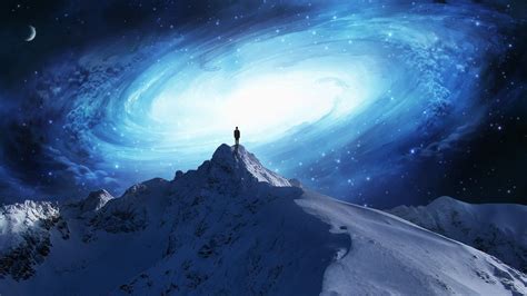 Artwork Fantasy Art Mountain Galaxy Men Concept Art