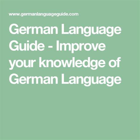 German Language Guide Improve Your Knowledge Of German Language