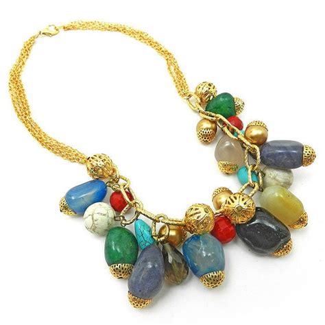 Colorful Statement Necklace Gemstone Necklace Chunky Bright