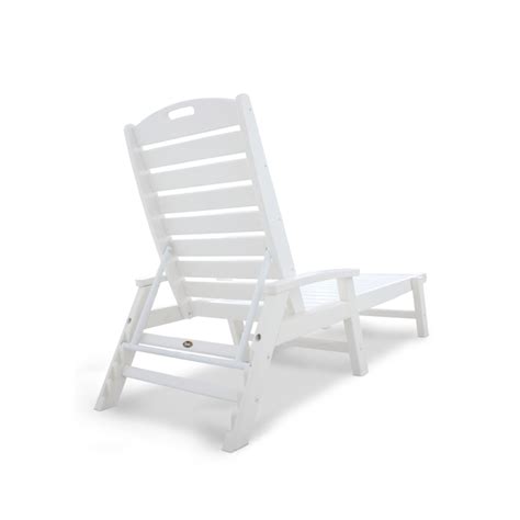 Trex Outdoor Furniture Yacht Club White Hdpe Frame Stationary Chaise Lounge Chairs With Slat