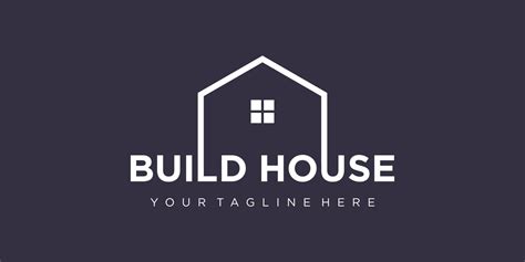 Simple Word Mark Build House Logo Design With Line Art Style Home